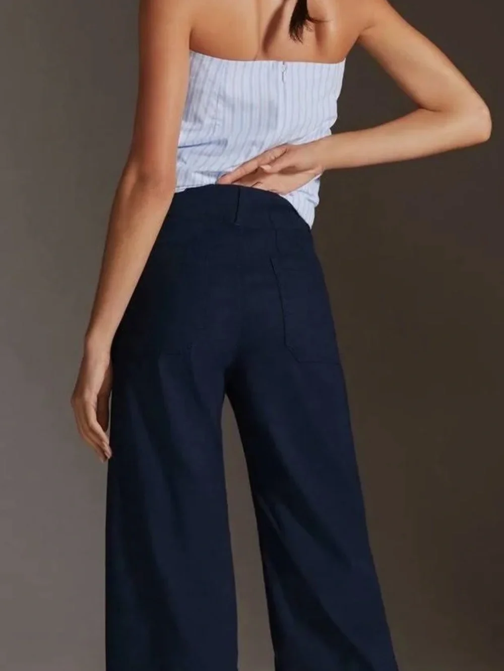 Anthropologie Maeve Colette Pant Wide-Leg Cropped in Ink sz 30 - Picture 2 of 13